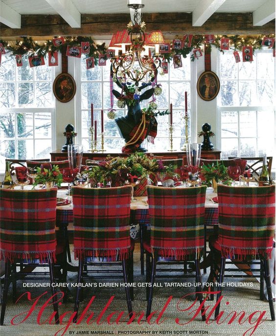 Comedores navideños decorados con cuadros escoceses