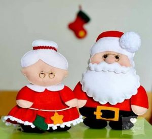 moldes de navidad en fieltro para imprimir de señor y señora Claus