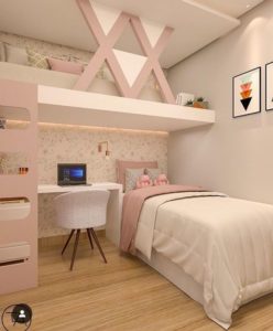 Decoracion de dormitorios tonos rosados con cuadro sobre la pared