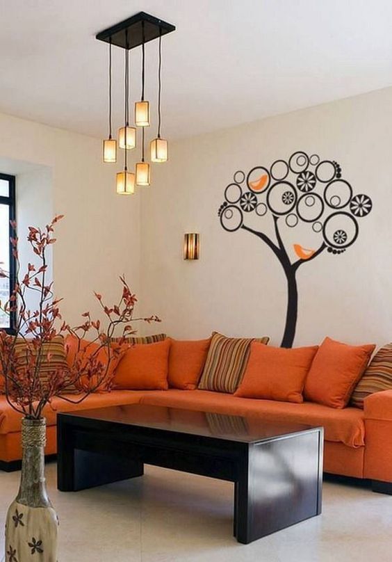 decoracion de salas color chocolate y naranja