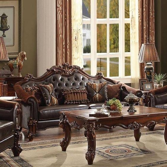 muebles en color madera para salones clasicos