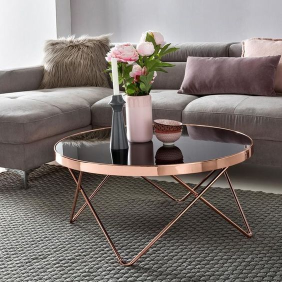 muebles para salas color rosa gold