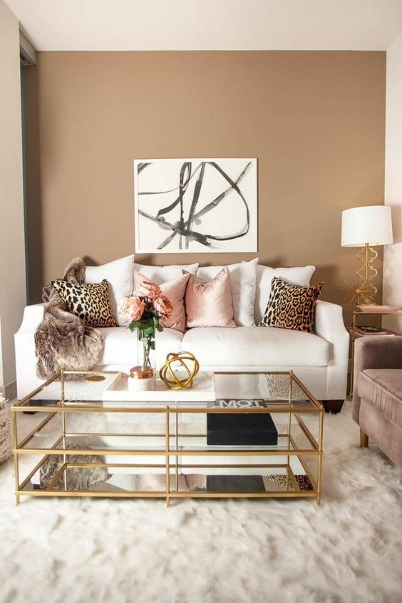 muebles para salas modernas color dorado