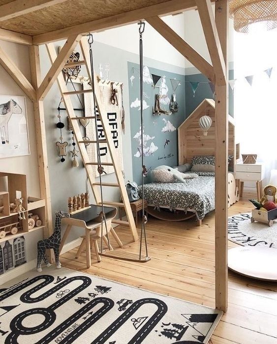 decoracion dormitorios infantiles sencillos con lugares para jugar