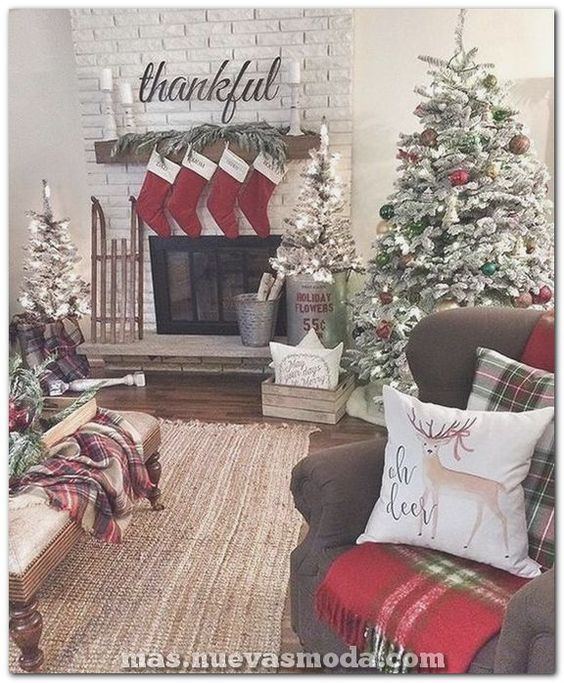 ideas para decorar la sala de estar con detalles navideños confortables