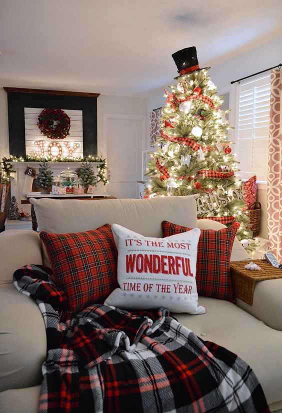 ideas para decorar la sala de estar con detalles navideños confortables