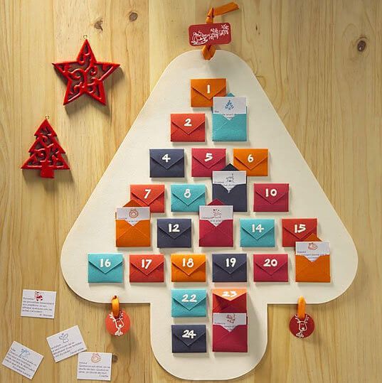 ideas para decorar calendarios navideños en forma de pino