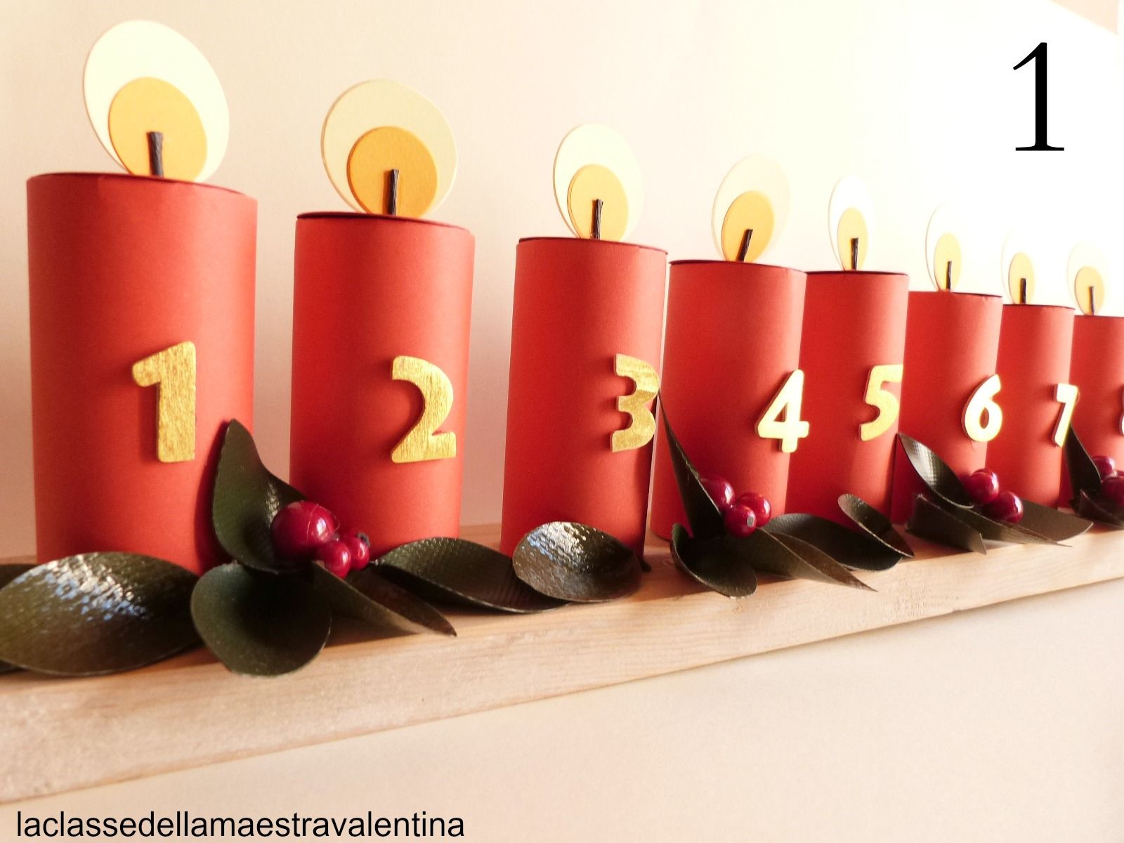 ideas para elaborar calendarios navideños con tubos de papel
