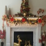 Chimeneas navideñas decoradas rojo con dorado