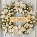 Coronas navideñas para puertas blanco con dorado