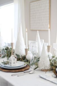 Centros de mesa navideños color blanco