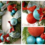 Adornos navideños azul turquesa y rojo
