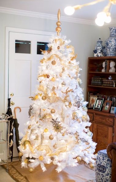 Decoración navideña blanco con dorado | Decoracion Interiores