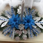 Centros de mesa navideños azul y plata