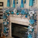 Chimeneas navideñas azul y plata