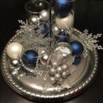 Centros de mesa navideños azul y plata