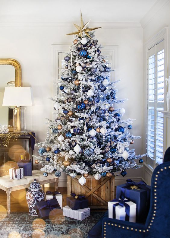 Ideas de decoración navideña azul y plata - Decoracion Interiores