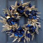 Coronas navideñas para la puerta en color azul