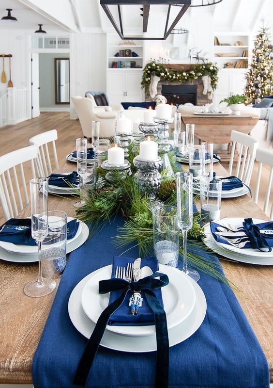 Ideas para montar la mesa de la cena de navidad color azul